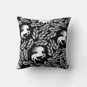 White & Black Trendy Unicorn & Floral Pattern Kussen (Achterkant)