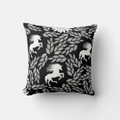 White & Black Trendy Unicorn & Floral Pattern Kussen (Voorkant)