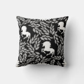 White & Black Trendy Unicorn & Floral Pattern Kussen (Achterkant)