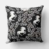 White & Black Trendy Unicorn & Floral Pattern Kussen (Achterkant)