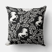 White & Black Trendy Unicorn & Floral Pattern Kussen (Voorkant)