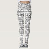white&black tribal aztec pattern leggings (Voorkant)