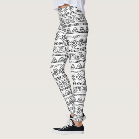 white&black tribal aztec pattern leggings (Links)
