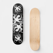 White & Black Tribal Vector Art Octopus Silhouette Persoonlijk Skateboard (Voorkant)
