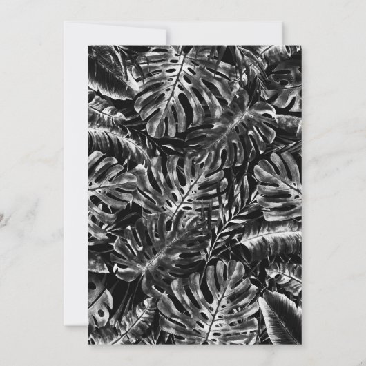 White & Black Tropical Palm Leaves Sweet 16 Kaart (Achterkant)