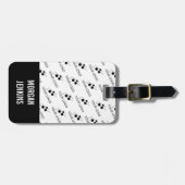 White Black Uw Logo Patroon Naam toevoegen Bagagelabel (Voorkant horizontaal)