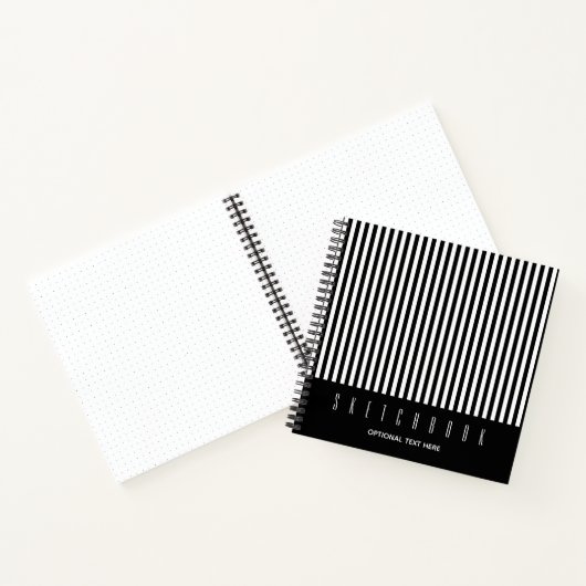 White Black Vertical Line Pattern-schets Notitieboek (Binnen)