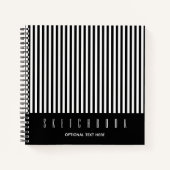 White Black Vertical Line Pattern-schets Notitieboek (Voorkant)
