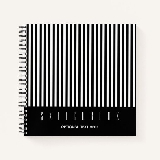 White Black Vertical Line Pattern-schets Notitieboek (Voorkant)