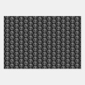 White Black Vragen Tekenpatroon 3D Inpakpapier Vel (Voorkant)