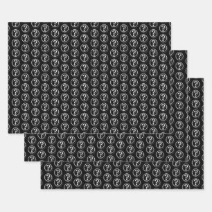 White Black Vragen Tekenpatroon 3D Inpakpapier Vel