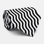 White Black Wave Stripes - achtergrond Stropdas (Opgerold)