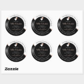 White Black Wavy Roos Gold Hearts Productlabels Ronde Sticker (Vel)