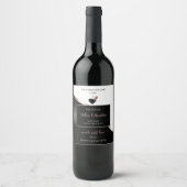 White Black Wavy Roos Gold Hearts Productlabels Wijn Etiket (Voorkant)