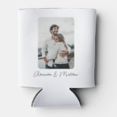 White Black Wedding Calligraphy Persoonlijke foto Blikjeskoeler (Voorkant)