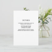 White/Black Wedding Details Enclosure Card Informatiekaartje (Staand voorkant)