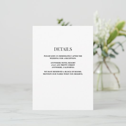 White/Black Wedding Details Enclosure Card Informatiekaartje (Staand voorkant)