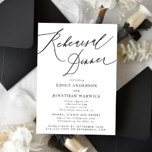 White Black Wedding Rehearsal Dinner Kaart
