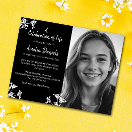 White & Black Wildflower Uitvaart Dank je wel kaar Kaart