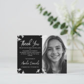 White & Black Wildflower Uitvaart Dank je wel kaar Kaart (Staand voorkant)