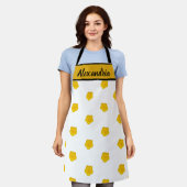 White & Black With Yellow Wildflower Photo Schort (Gedragen)