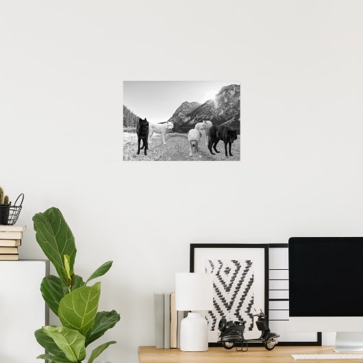 White Black Wolf Landschap Poster (Thuiskantoor)