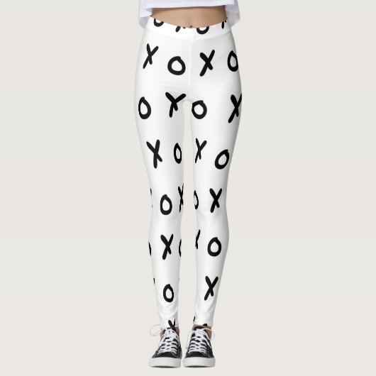 White & Black X O XO X&O's Trendy Cute Leggings (Voorkant)
