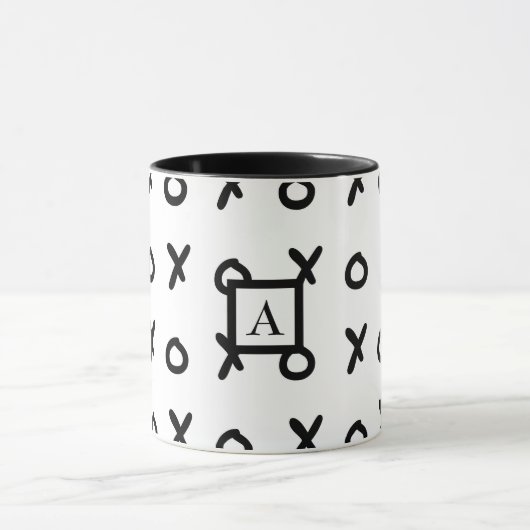 White & Black X O XO X&O's Trendy Cute Mok (Midden)