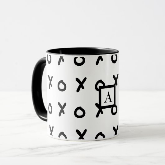 White & Black X O XO X&O's Trendy Cute Mok (Voorkant links)