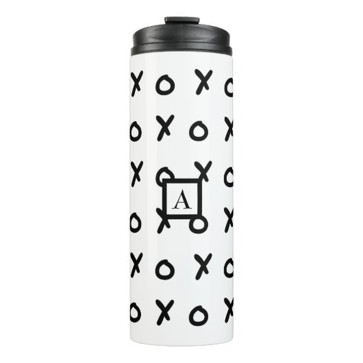 White & Black X O XO X&O's Trendy Cute Thermosbeker (Voorkant)