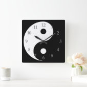 White Black Yin Yang Symbol met grijze cijfers Vierkante Klok (Huis)