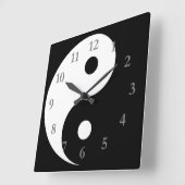 White Black Yin Yang Symbol met grijze cijfers Vierkante Klok (Hoek)