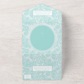 White Blauwgroen Filigree Paisley Henna Wedding RS All In One Uitnodiging (Buitenkant)