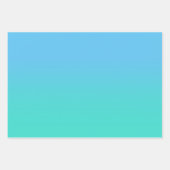 White Blauwgroen Sky Blue en Turquoise Ombre Mix Inpakpapier Vel (Voorkant 3)