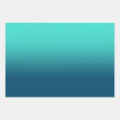 White Blauwgroen Sky Blue en Turquoise Ombre Mix Inpakpapier Vel (Voorkant 2)