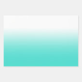 White Blauwgroen Sky Blue en Turquoise Ombre Mix Inpakpapier Vel (Voorkant)