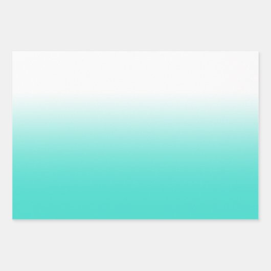 White Blauwgroen Sky Blue en Turquoise Ombre Mix Inpakpapier Vel (Voorkant)