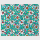 White Blauwgroen Yellow Oranje Red Daisy Flowers P Cadeaupapier (Vlak)