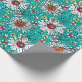 White Blauwgroen Yellow Oranje Red Daisy Flowers P Cadeaupapier (Hoek)