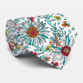 White Blauwgroen Yellow Oranje Red Daisy Flowers P Stropdas (Opgerold)