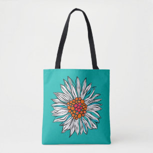 White Blauwgroen Yellow Oranje Red Daisy Flowers Tote Bag