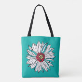 White Blauwgroen Yellow Oranje Red Daisy Flowers Tote Bag (Achterkant)