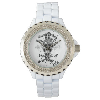 White Bling Music Skull Watch. Horloge