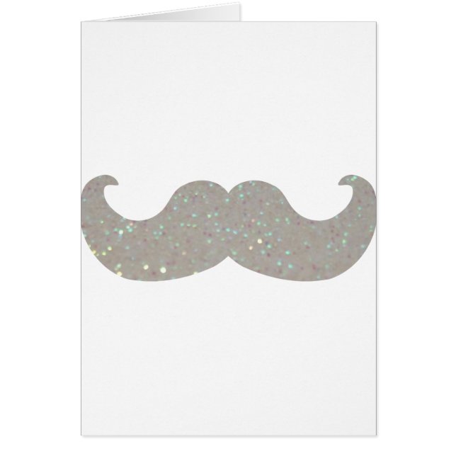 White Bling Mustache (Faux Glitter Graphic) (Voorkant)