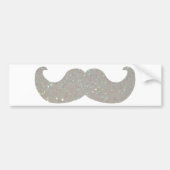 White Bling Mustache (Faux Glitter Graphic) Bumpersticker (Voorkant)
