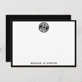 White Blk Cirk Monogram Font DIY BG Bedankkaart (Voorkant / Achterkant)