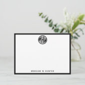 White Blk Cirk Monogram Font DIY BG Bedankkaart (Staand voorkant)