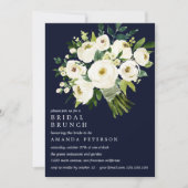 White Bloom Blue Bouquet Wedding Bridal Brunch Kaart (Voorkant)