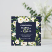 White Bloom | Botanische bruiloft met blauwe Flora Kaart (Staand voorkant)