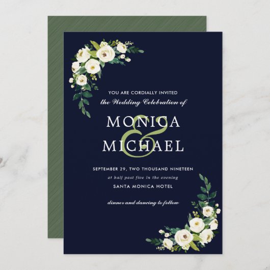 White Bloom | Botanische Corner Weddenschap met bl Kaart (Voorkant / Achterkant)